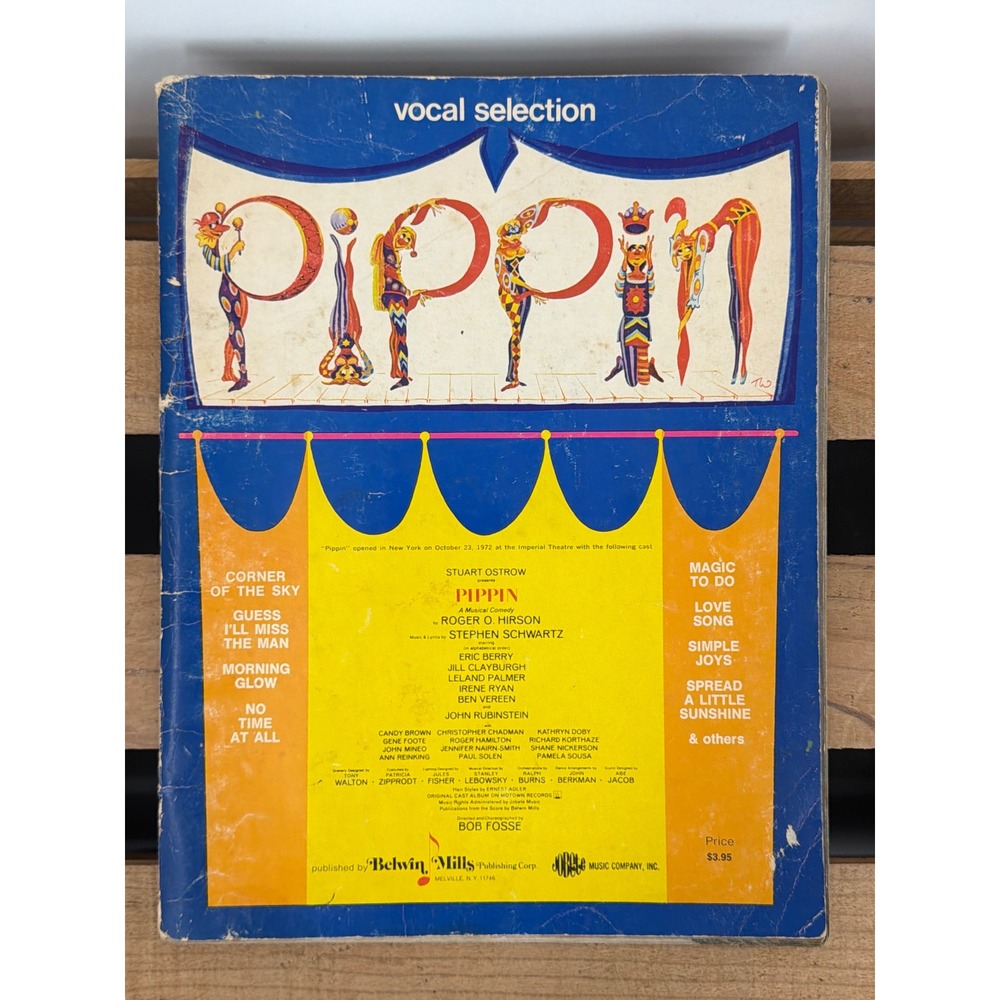 Vintage 1972 Pippin Vocal Selection Songbook Stephen Schwartz Bob Fosse Broadway